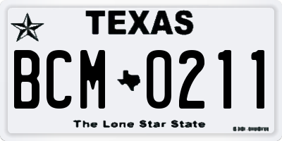 TX license plate BCM0211