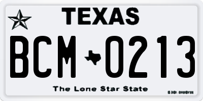 TX license plate BCM0213