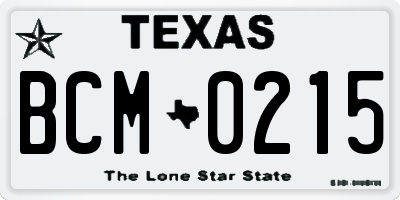 TX license plate BCM0215