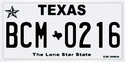 TX license plate BCM0216