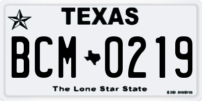 TX license plate BCM0219