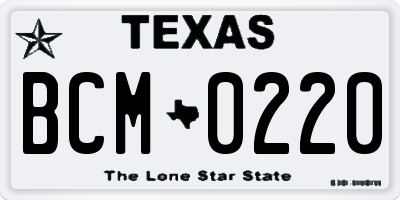 TX license plate BCM0220