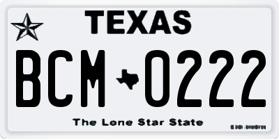 TX license plate BCM0222