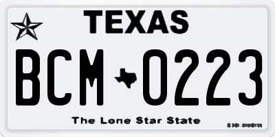 TX license plate BCM0223