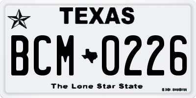 TX license plate BCM0226