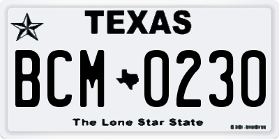 TX license plate BCM0230