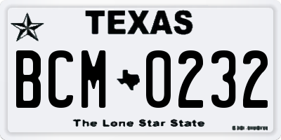 TX license plate BCM0232
