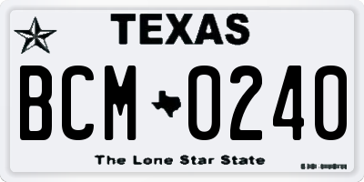 TX license plate BCM0240