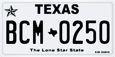TX license plate BCM0250