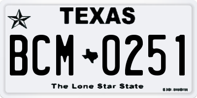 TX license plate BCM0251