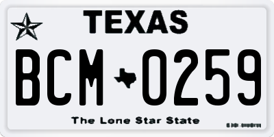 TX license plate BCM0259