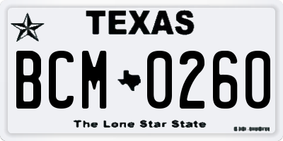 TX license plate BCM0260
