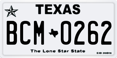 TX license plate BCM0262