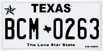 TX license plate BCM0263