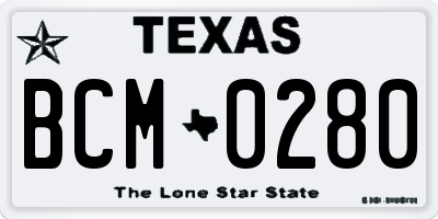 TX license plate BCM0280