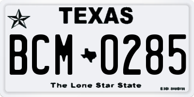 TX license plate BCM0285