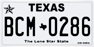 TX license plate BCM0286