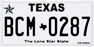 TX license plate BCM0287