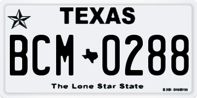 TX license plate BCM0288