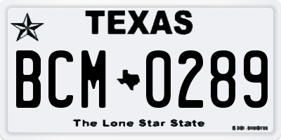 TX license plate BCM0289
