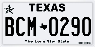 TX license plate BCM0290