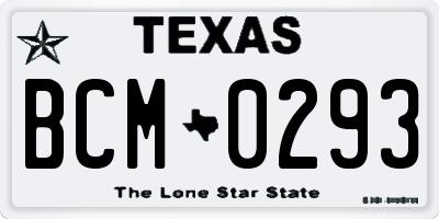 TX license plate BCM0293