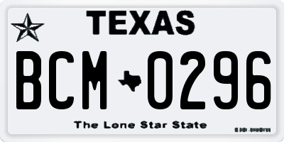 TX license plate BCM0296