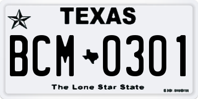 TX license plate BCM0301