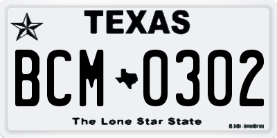 TX license plate BCM0302