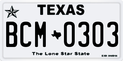 TX license plate BCM0303