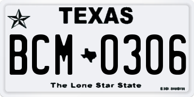 TX license plate BCM0306