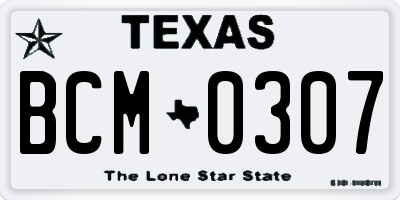 TX license plate BCM0307