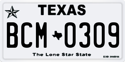 TX license plate BCM0309