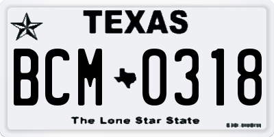 TX license plate BCM0318