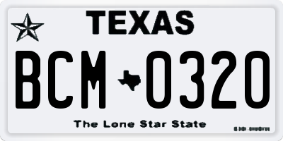 TX license plate BCM0320
