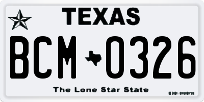 TX license plate BCM0326