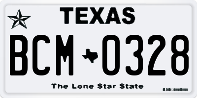 TX license plate BCM0328