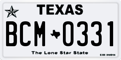 TX license plate BCM0331