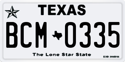 TX license plate BCM0335