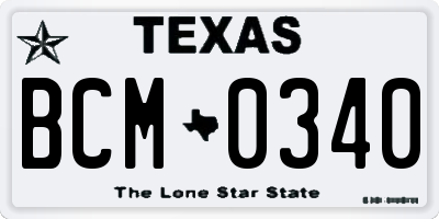 TX license plate BCM0340