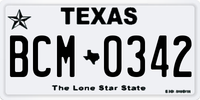 TX license plate BCM0342