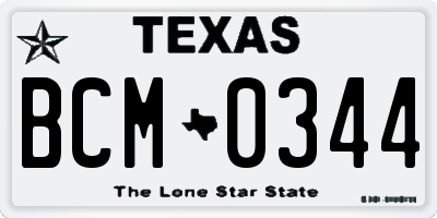TX license plate BCM0344