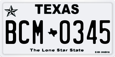 TX license plate BCM0345