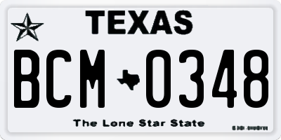 TX license plate BCM0348