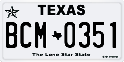 TX license plate BCM0351