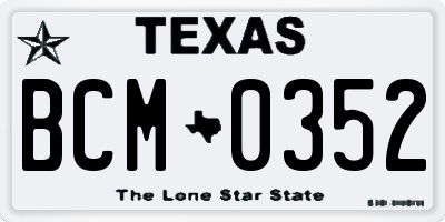 TX license plate BCM0352