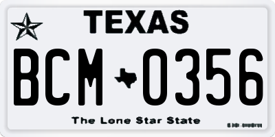 TX license plate BCM0356