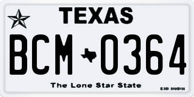 TX license plate BCM0364