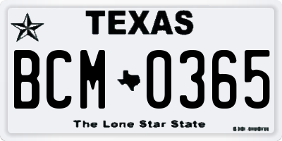 TX license plate BCM0365
