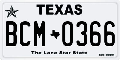 TX license plate BCM0366